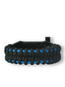 Zwart & blauw Paracord-armband Dubble met vuurstarter, kompas en fluitje